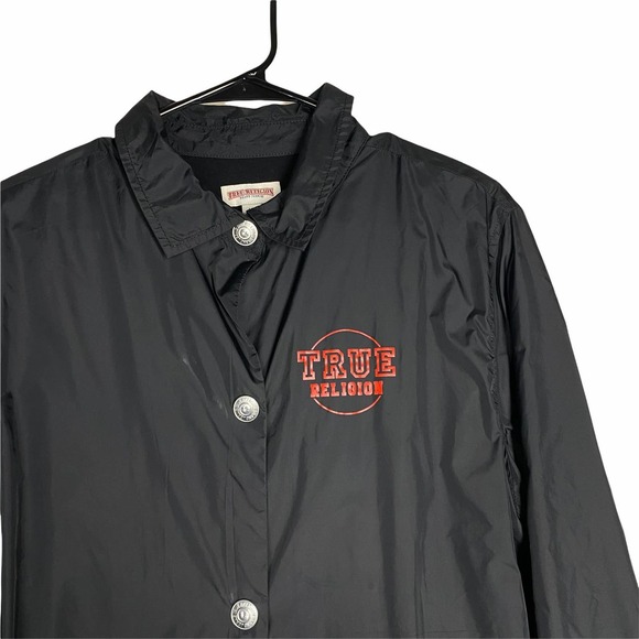 True Religion Black and Red “Coaching Jacket” sz L - Picture 2 of 7